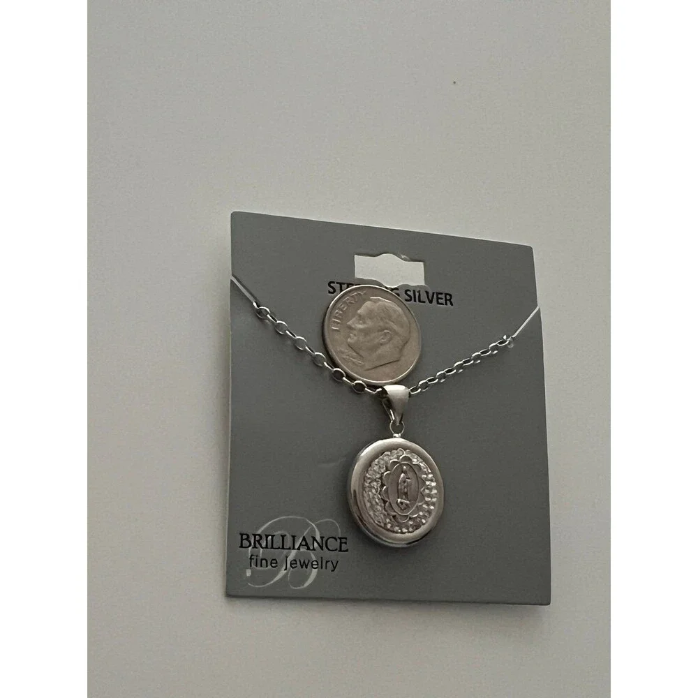 Sterling Silver 925 Virgin Mary pendant necklace with crystal details new